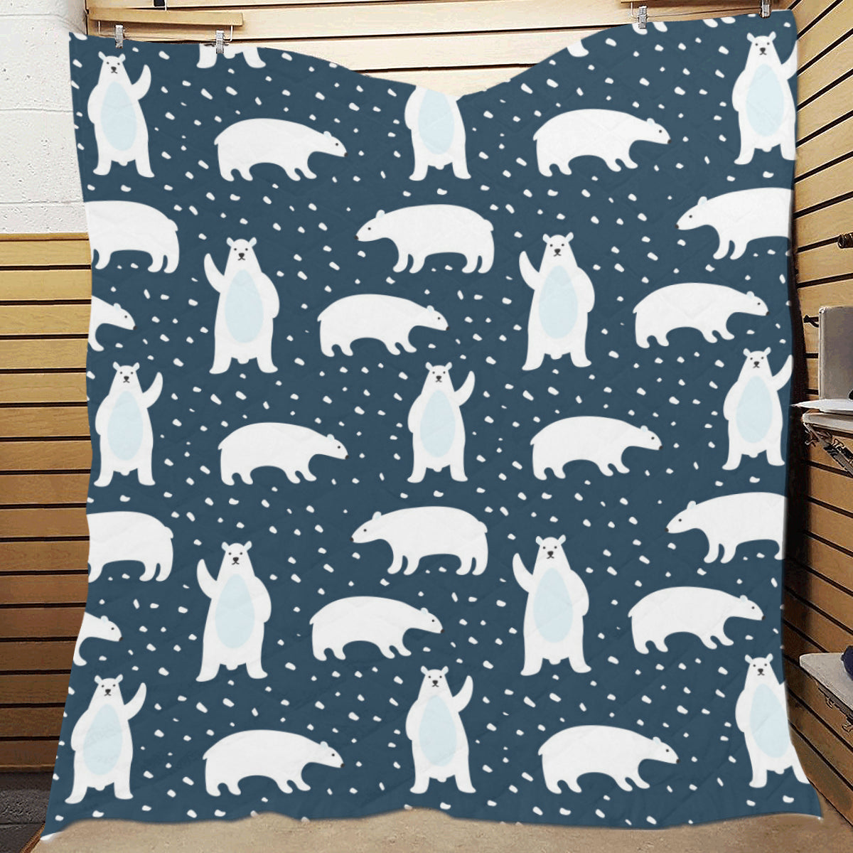 Polar Bear Pattern Print Design A02 Premium Quilt