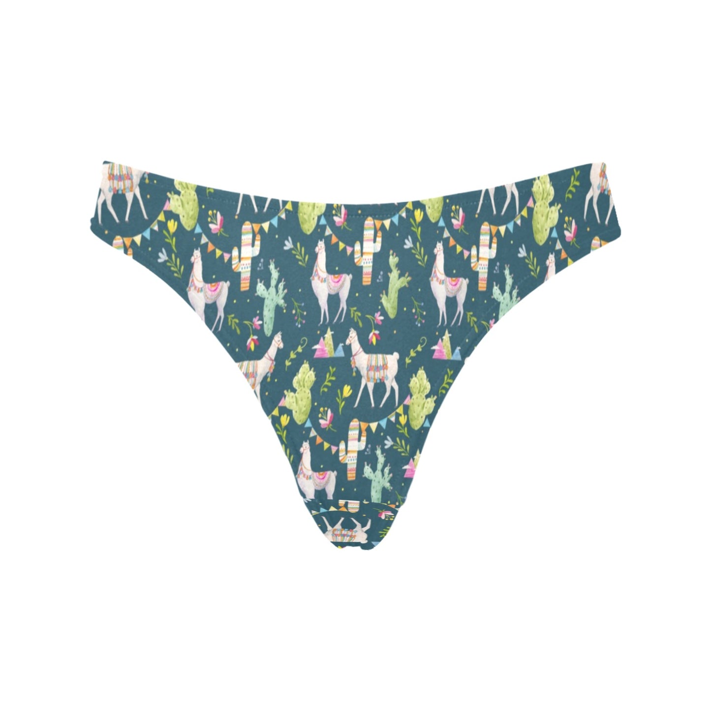 Llama with Cactus Design Print Women's Thongs