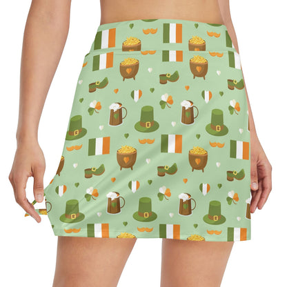 St Patricks Day Print Design LKS302 17" Golf & Pickleball Skort with Pockets
