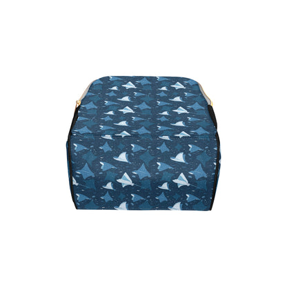 Manta Ray Pattern Print Design 02 Diaper Bag Backpack
