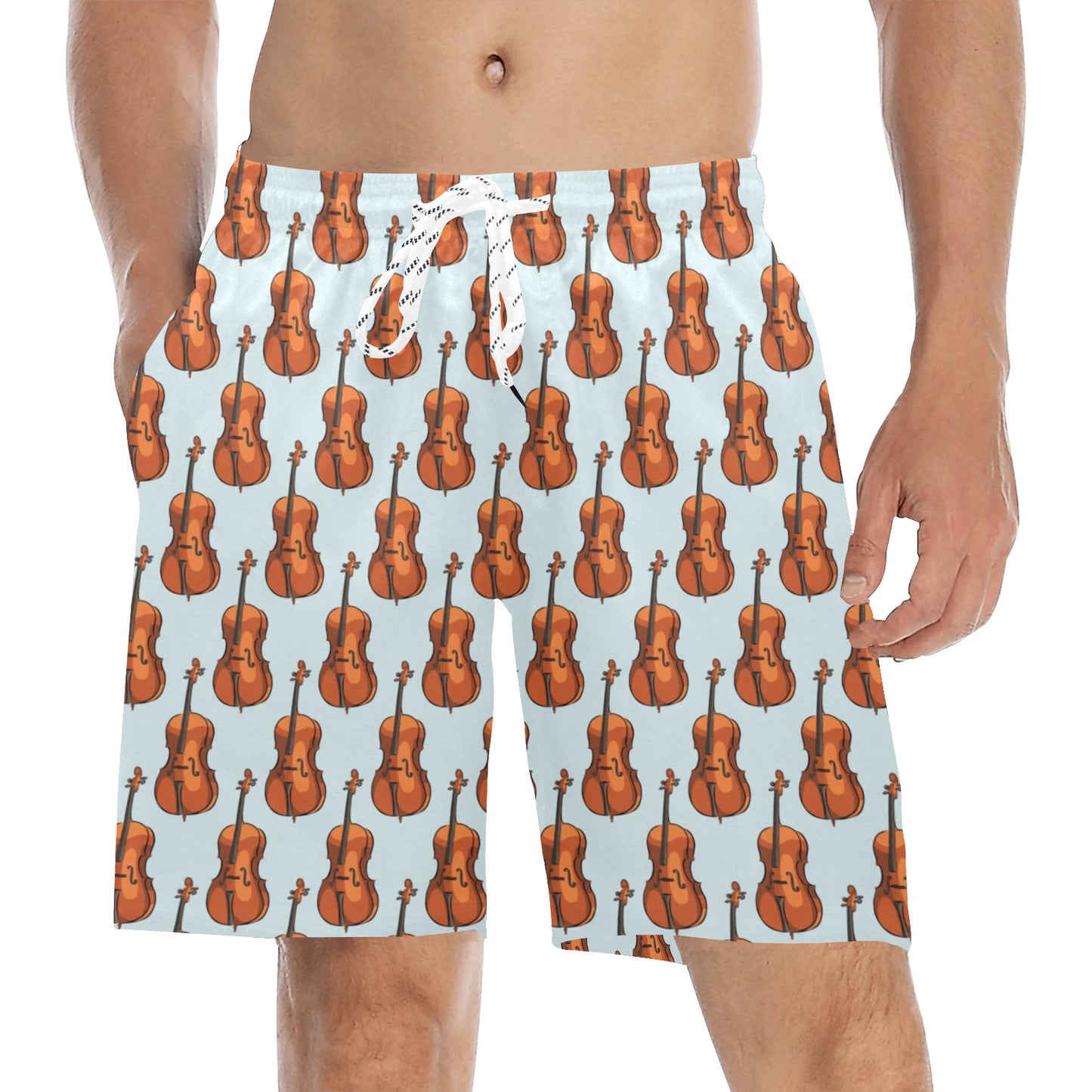 Violin Print Design LKS406 Men's Swim Trunks Beach Shorts