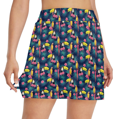 Toucan Parrot Design 17" Golf & Pickleball Skort with Pockets