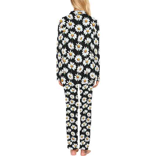Daisy Print Pattern Women's Long Pajama Set