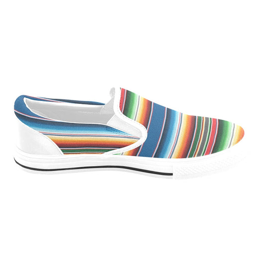 Serape Print Design LKS303 White Slip Ons Canvas Women's Shoes