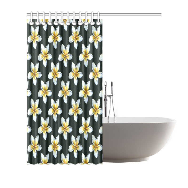 White Plumeria Pattern Print Design PM022 Shower Curtain