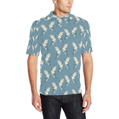Crane Pattern Print Design 05 Men Polo Shirt