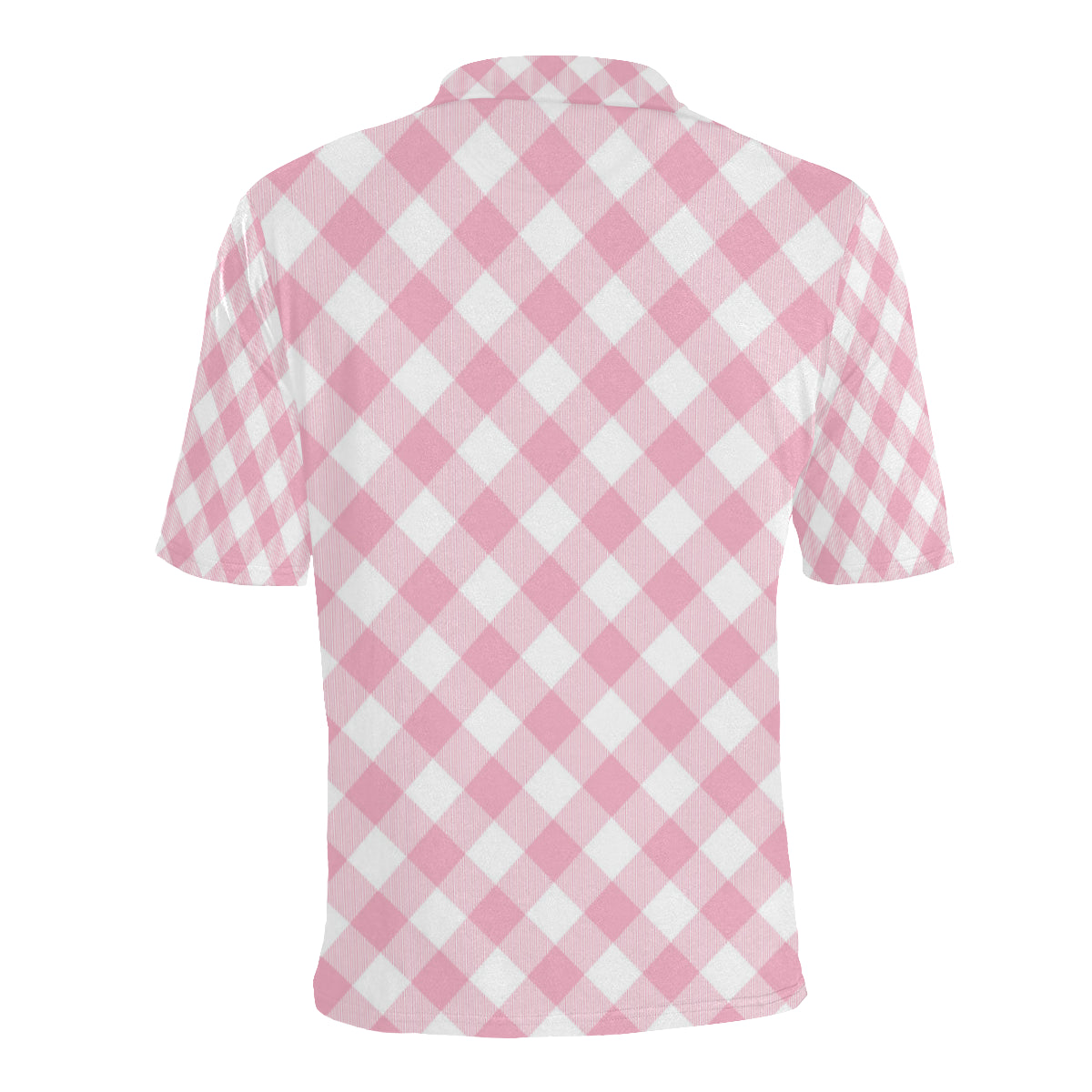 Gingham Pink Pattern Print Design 02 Men Polo Shirt