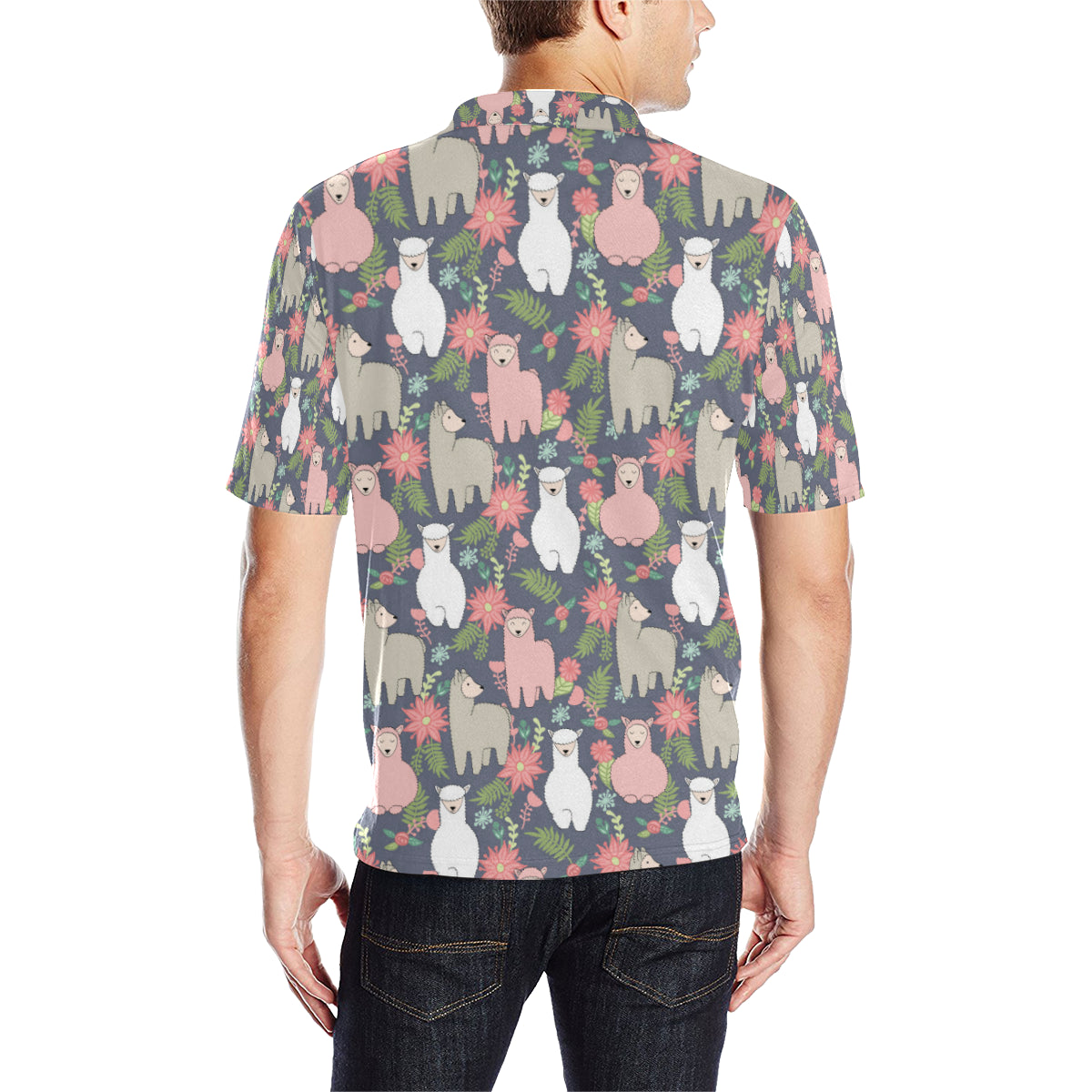 Alpaca Pattern Print Design 03 Men Polo Shirt