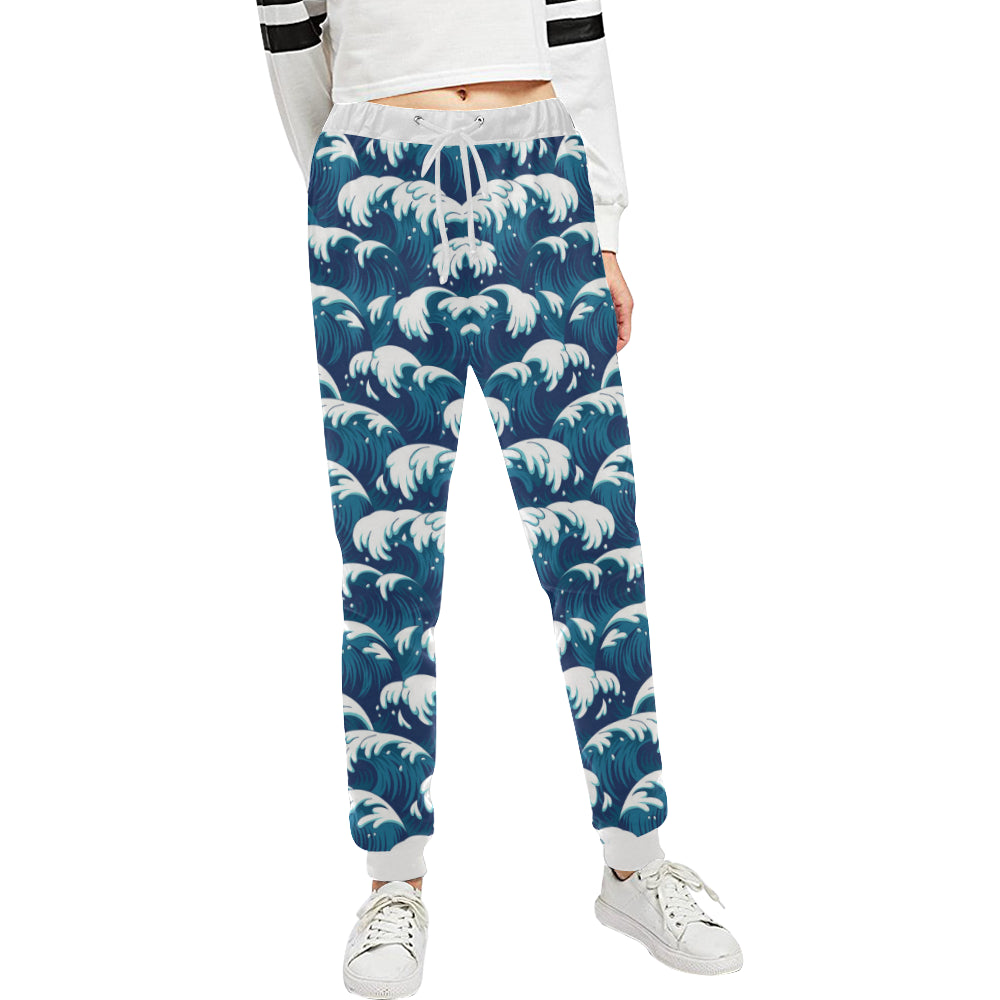 Ocean Wave Pattern Print Unisex Sweatpants