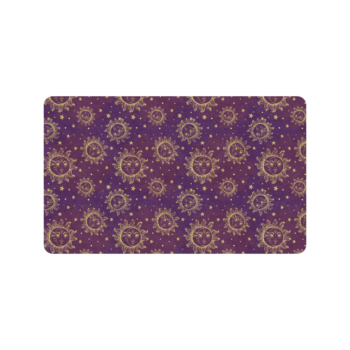 Sun Moon Star Design Themed Print Rubber Doormat