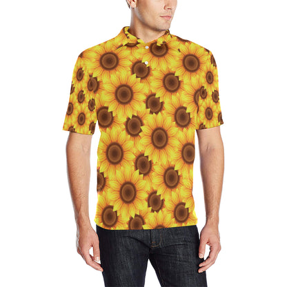 Sunflower Pattern Print Design SF07 Men Polo Shirt