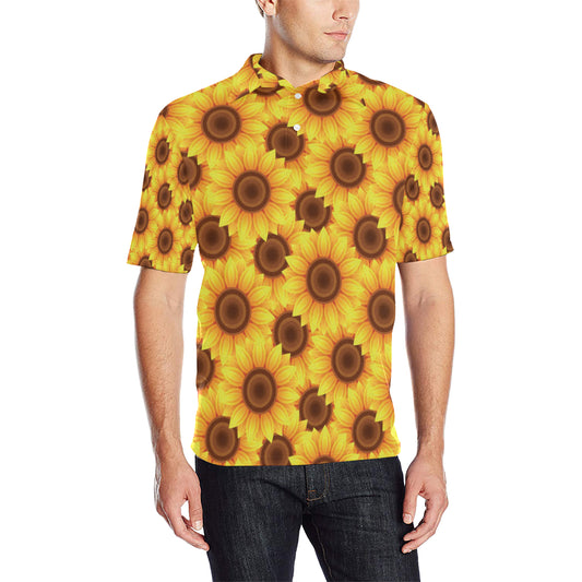 Sunflower Pattern Print Design SF07 Men Polo Shirt