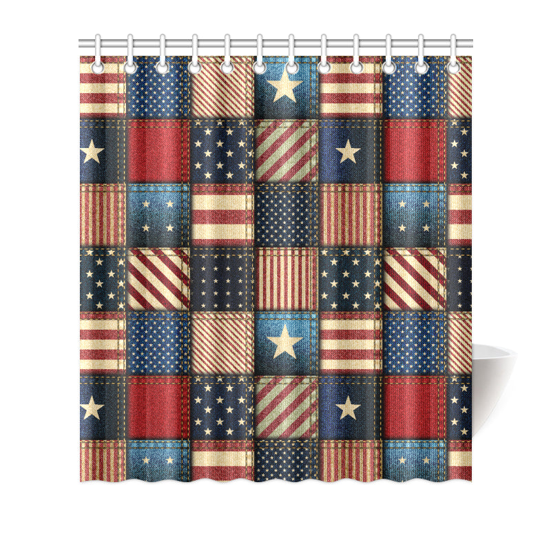 American flag Patchwork Design Shower Curtain