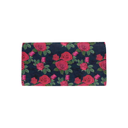 Rose Pattern Print Design A04 Women's Trifold Wallet