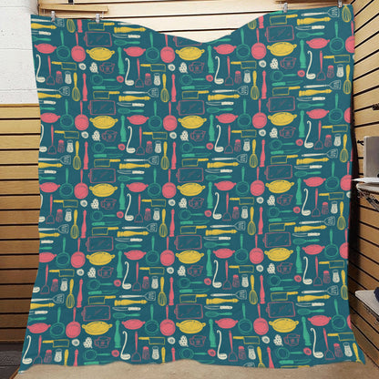 Cooking Kitchen Tools Pattern Print Design 01 Premium Quilt