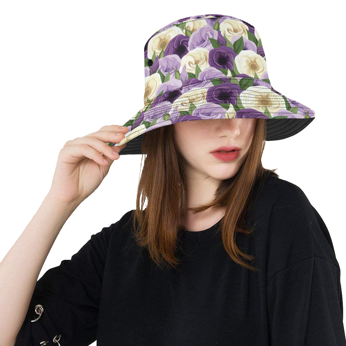 Lisianthus Pattern Print Design LT01 Unisex Bucket Hat
