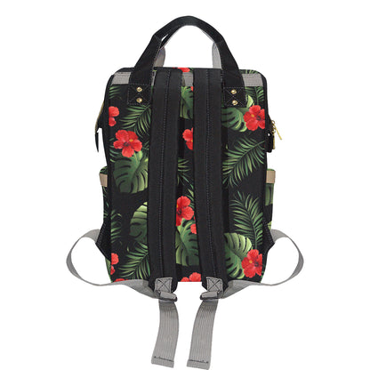 Red Hibiscus Tropical Diaper Bag Backpack