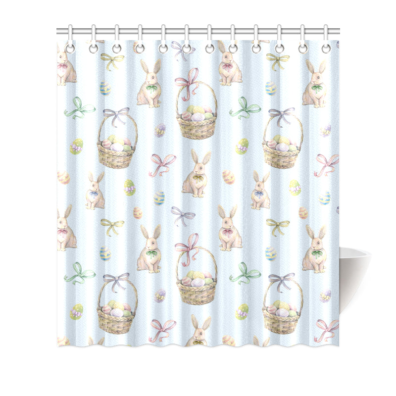 Rabbit Easter Eggs Pattern Print Design 03 Shower Curtain