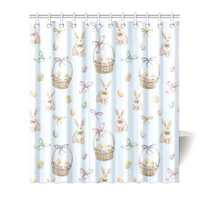 Rabbit Easter Eggs Pattern Print Design 03 Shower Curtain