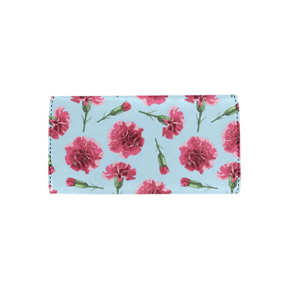 Carnations Pattern Print Design CN01 Women's Trifold Wallet