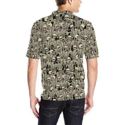 Skeleton Design Print Men Polo Shirt