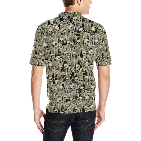 Skeleton Design Print Men Polo Shirt