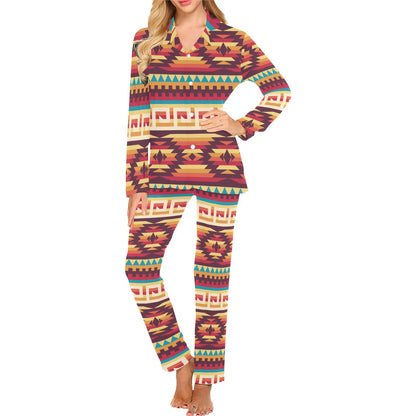 Tribal Aztec Vintage Women's Long Pajama Set