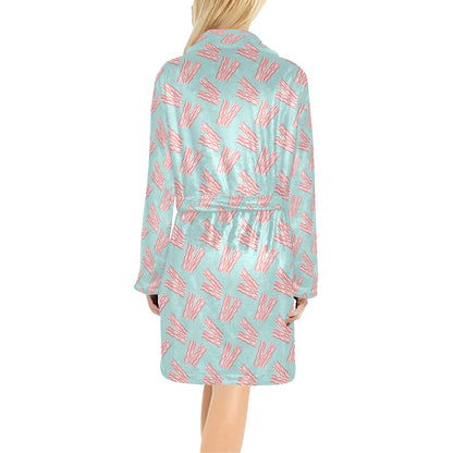 Bacon Pattern Print Design 04 Women's Fleece Robe