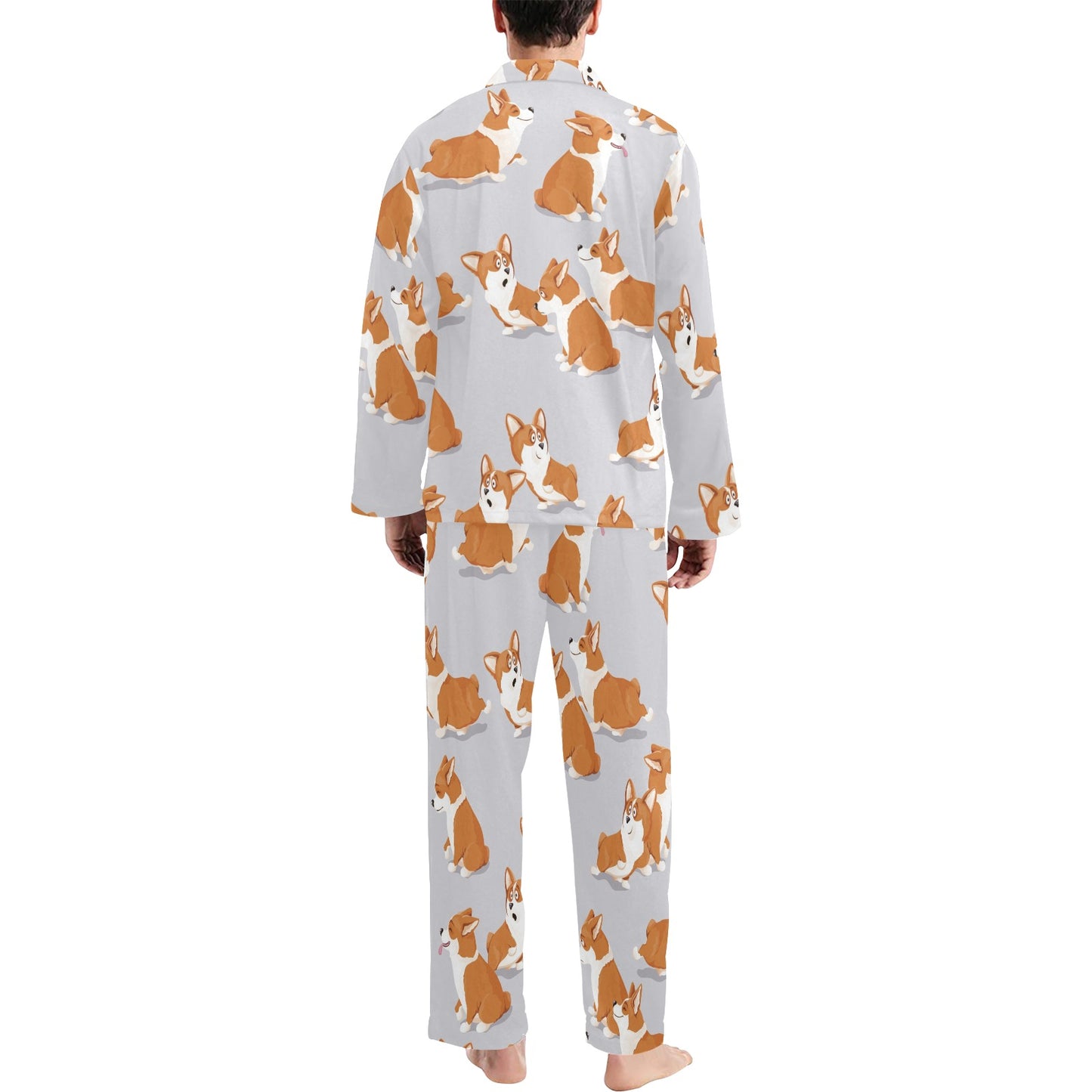 Pembroke Welsh Corgis Pattern Print Design A04 Men's Long Pajama Set