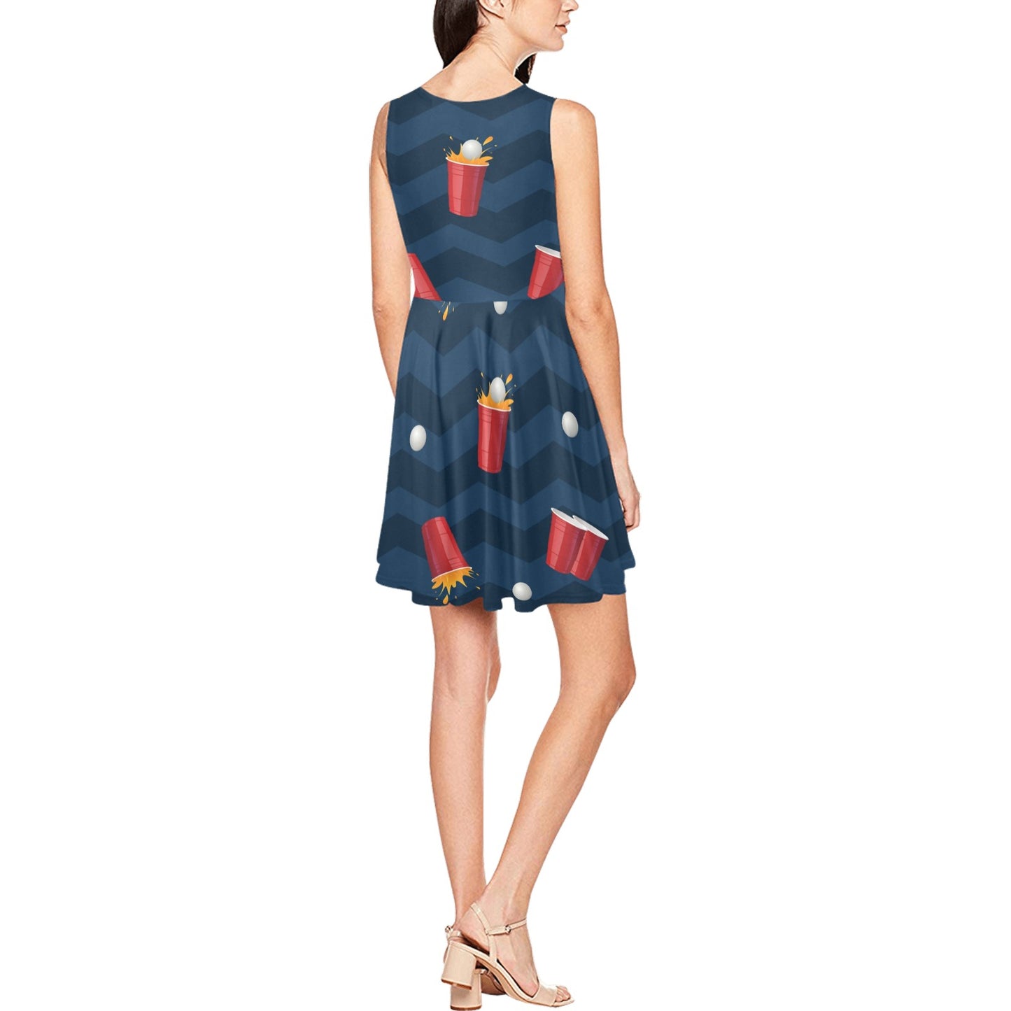 Beer Pong Pattern Print Design 01 Sleeveless Dress