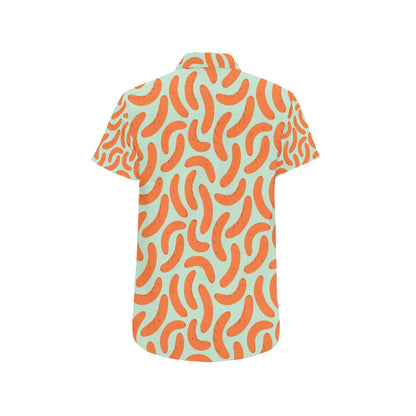 Sausage Print Design LKS304 Men Short Sleeve Button Up Shirt