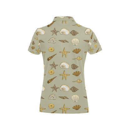 Seashell Beach Print Design LKS303 Women's Polo Shirt