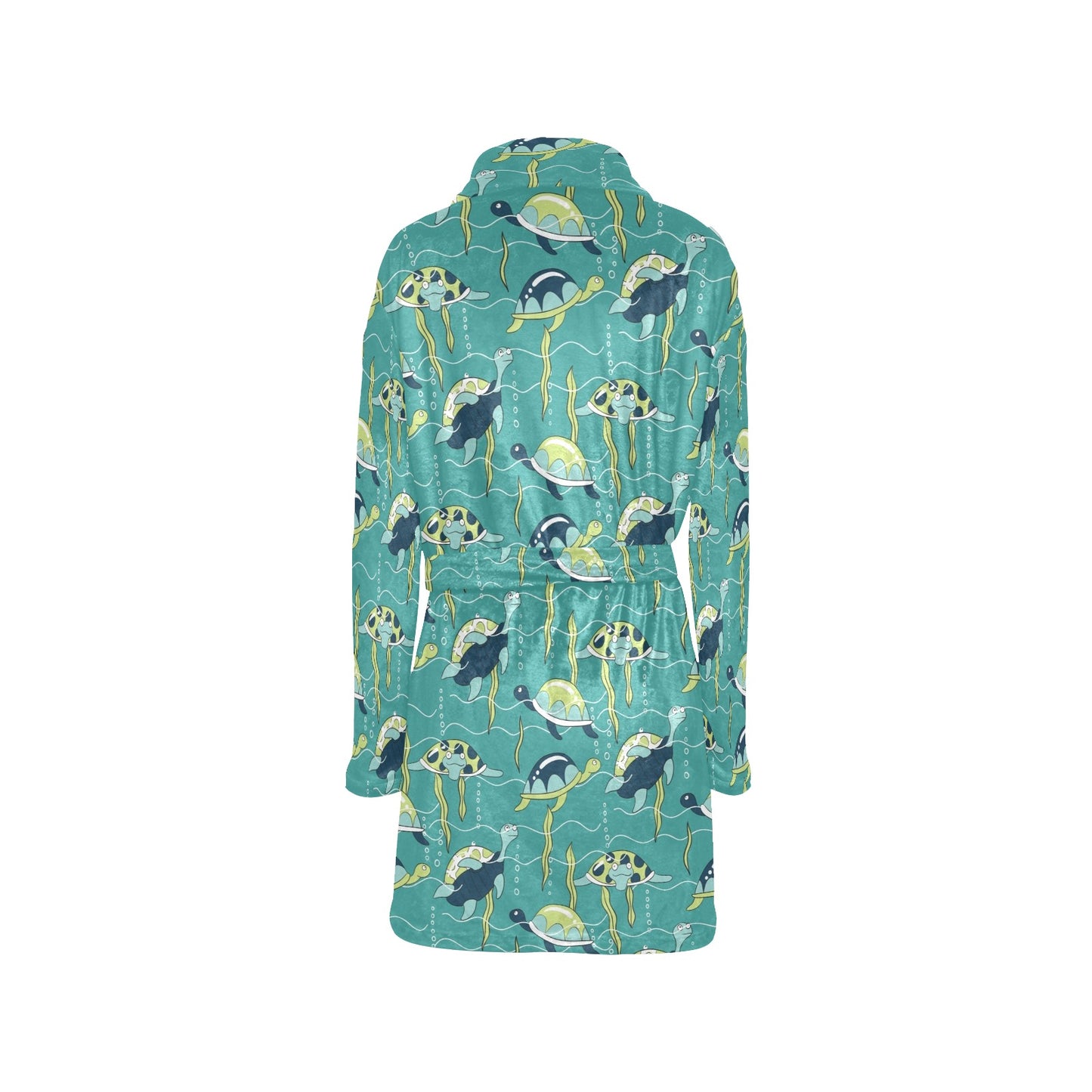 Sea Turtle Pattern Print Design T08 Women's Fleece Robe