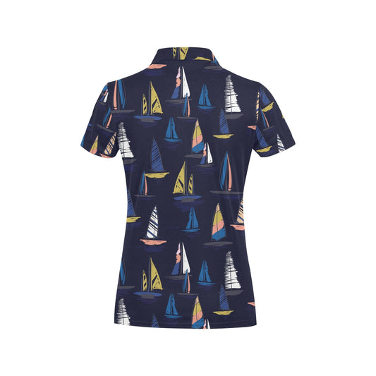 Sailing Ships Pattern Print Design A03 Women's Polo Shirt