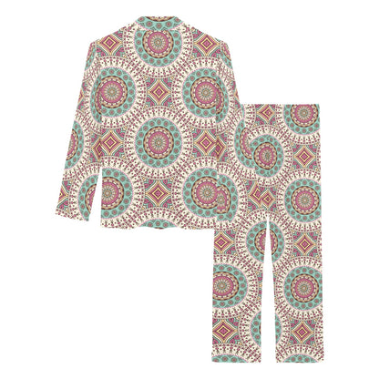 Bohemian Round Style Print Women's Long Pajama Set