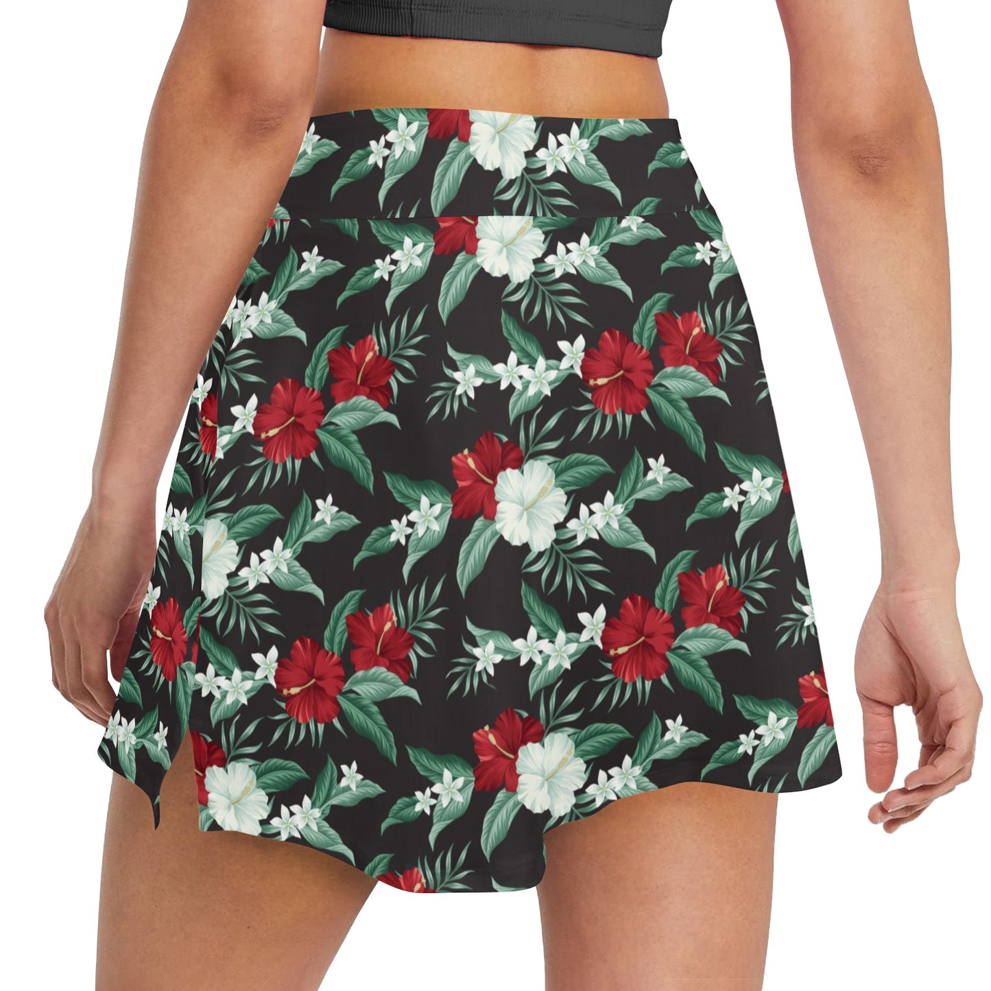Tropical Flower Print Design LKS303 17" Golf & Pickleball Skort with Pockets