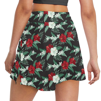 Tropical Flower Print Design LKS303 17" Golf & Pickleball Skort with Pockets