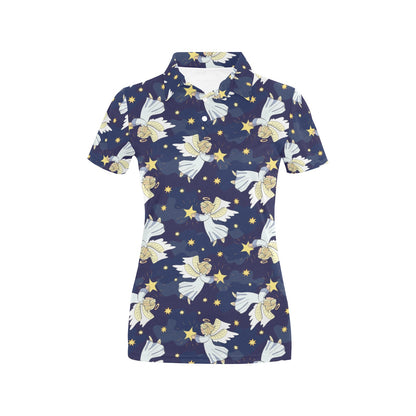 Angel Pattern Print Design 06 Women's Polo Shirt