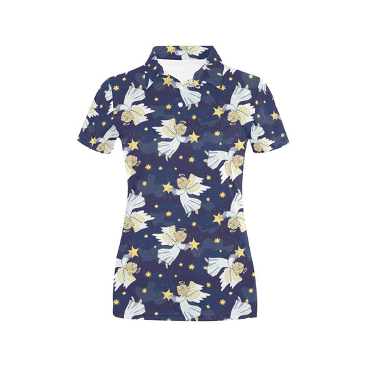 Angel Pattern Print Design 06 Women's Polo Shirt