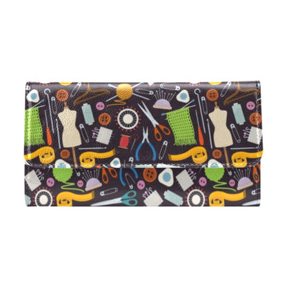 Sewing Equipment Print Design LKS308 Women's Trifold Wallet