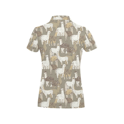 Alpaca Pattern Print Design 01 Women's Polo Shirt