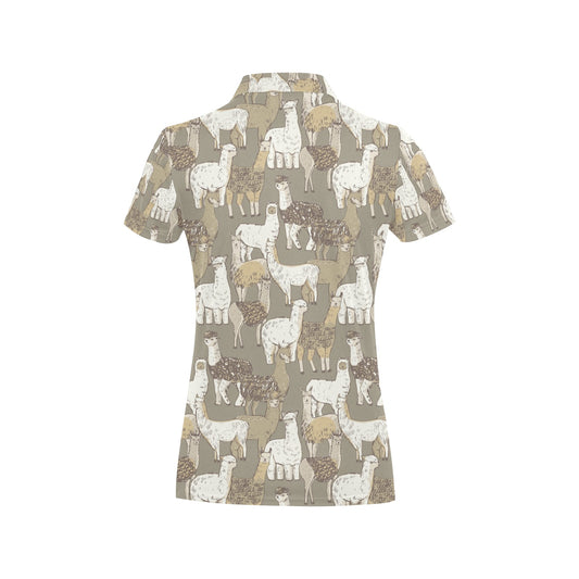 Alpaca Pattern Print Design 01 Women's Polo Shirt