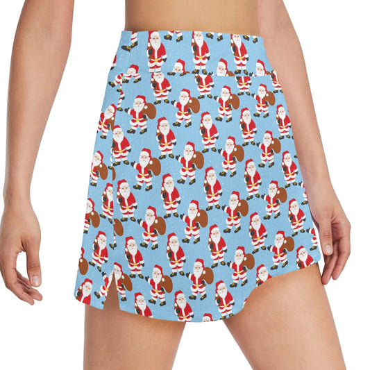 Santa Christmas Themed Print Design LKS305 17" Golf & Pickleball Skort with Pockets