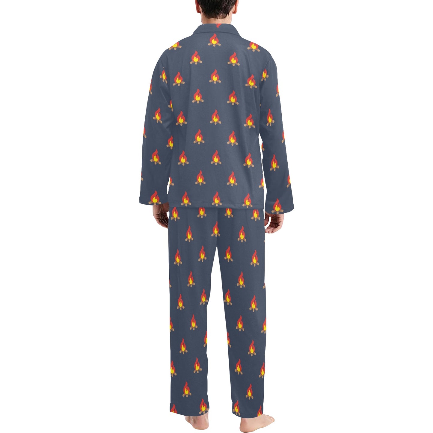 Campfire Pattern Print Design 02 Men's Long Pajama Set