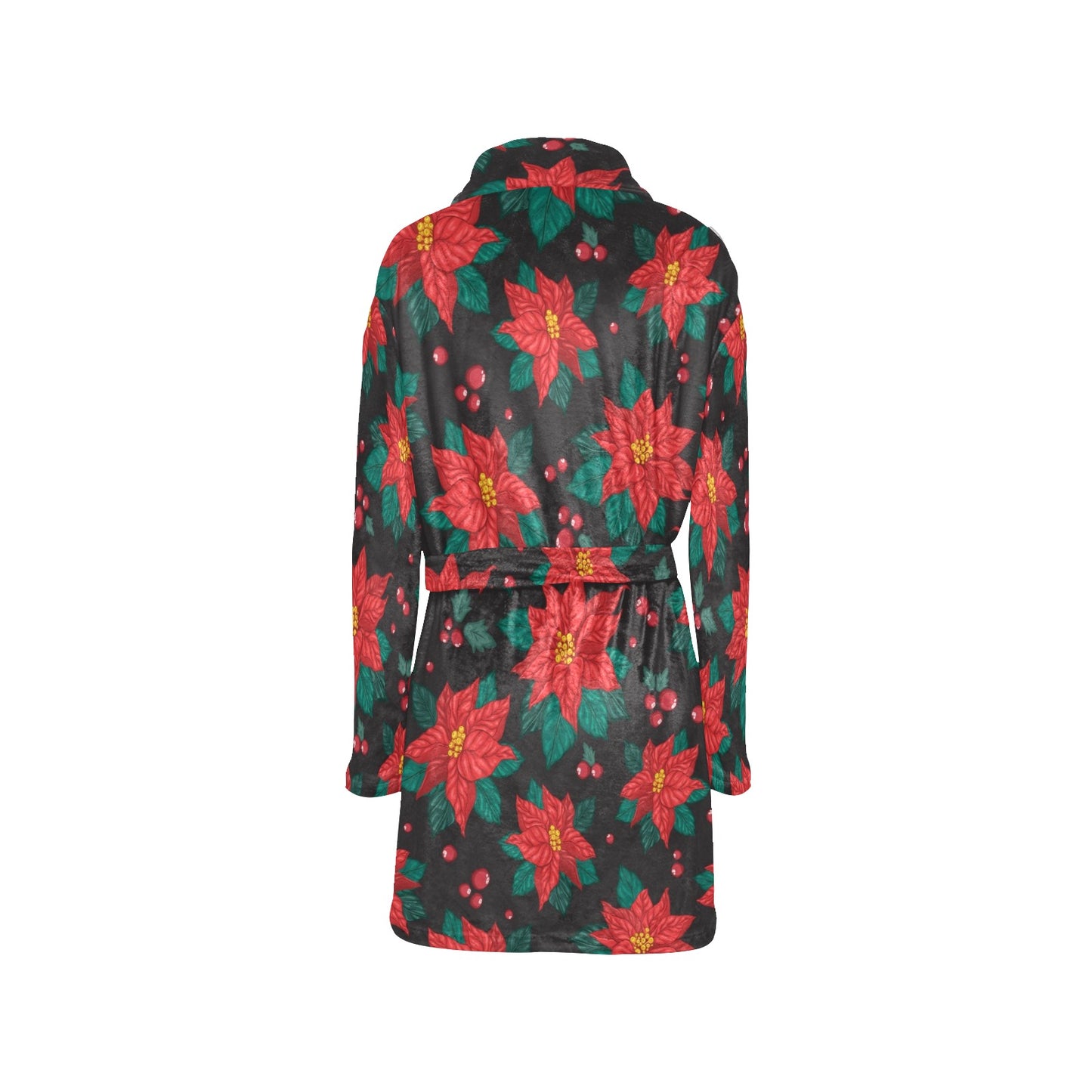Poinsettia Pattern Print Design POT07 Women's Fleece Robe