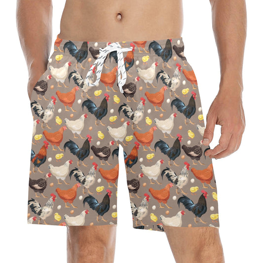 Chicken Evolution Pattern Men's Swim Trunks Beach Shorts