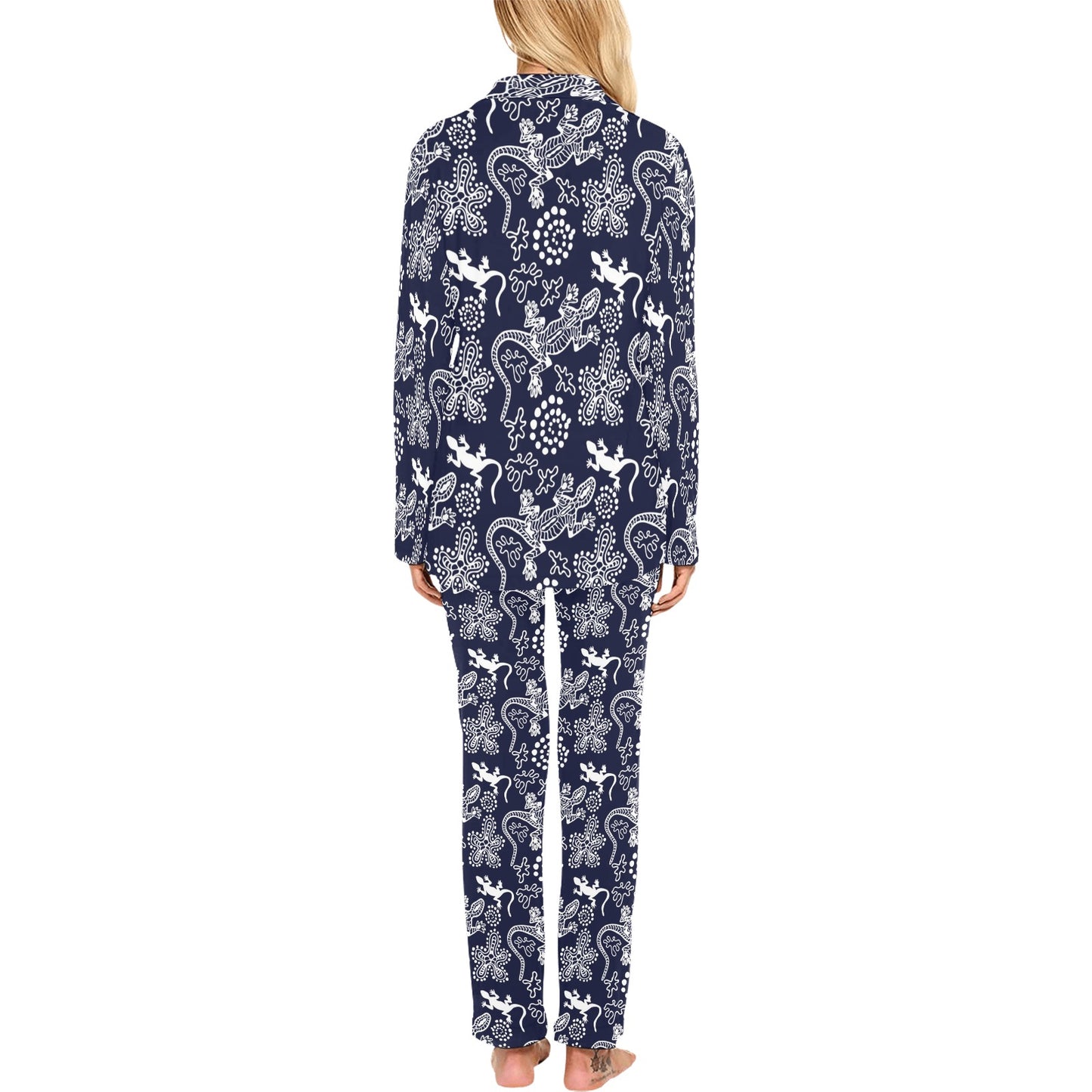 lizard Pattern Print Design 03 Women's Long Pajama Set