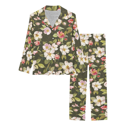 Apple blossom Pattern Print Design AB01 Women's Long Pajama Set