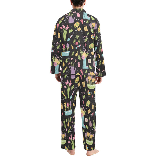 Gardening Pattern Print Design G03 Men's Long Pajama Set