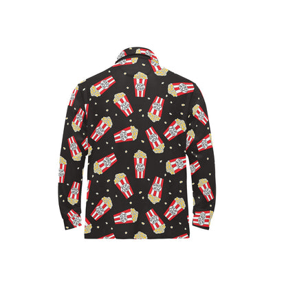 Popcorn Pattern Print Design A01 Long Sleeve Polo Shirt For Men's